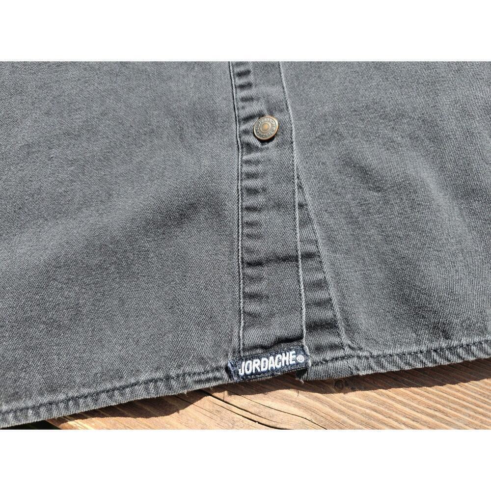 VTG Jordache Black Wash Denim Womens Shirt Med Tapestry Floral Cottagecore 90s - Picture 2 of 8